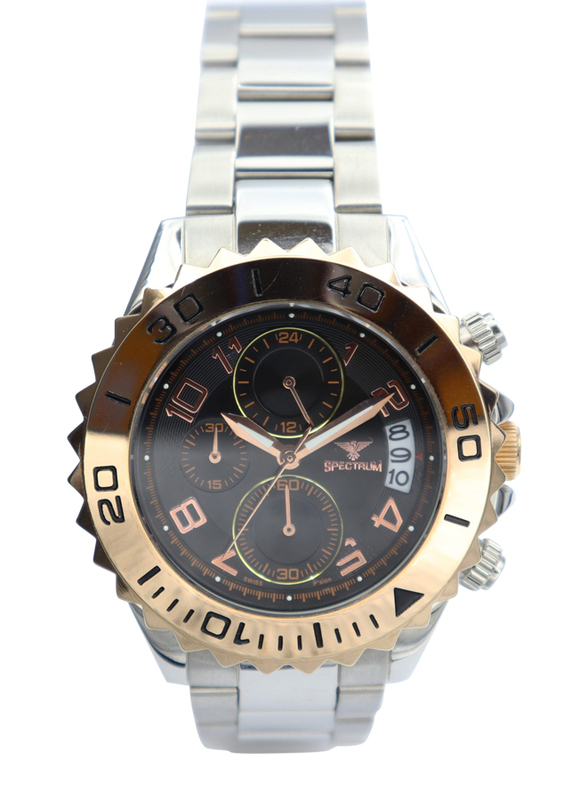 Spectrum Explorer Analog Watch for Men, with Stainless Steel Band and Chronograph, S92988M-3, Silver-White/Silver