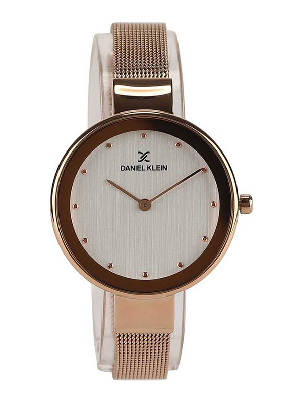 Daniel Klein Analog Watch for Women, with Metal Band and Water Resistant, DK11854, Rose Gold-Silver