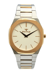 Spectrum Analog Watch for Men, with Stainless Steel Band, S25182M-1, Silver/Rose Gold-White