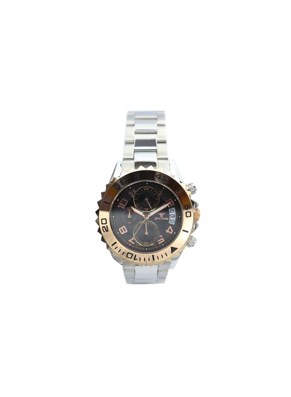 Spectrum Explorer Analog Watch for Men, with Stainless Steel Band and Chronograph, S92988M, Silver-Black/Gold