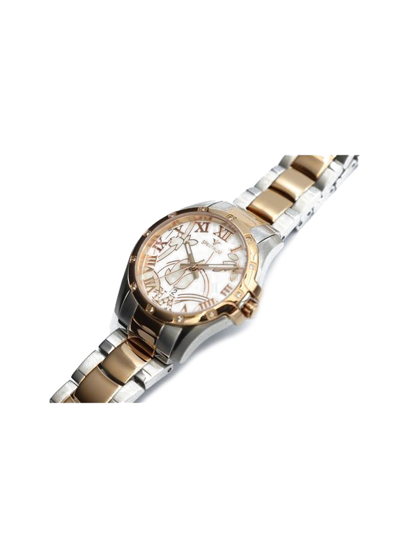 Spectrum Explorer Analog Watch for Women, with Stainless Steel Band, S12554L, Silver/Rose Gold-White