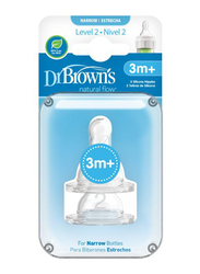 Dr. Browns 2-Piece Options+ Level 2 Silicone Narrow Bottle Nipple Set, Clear