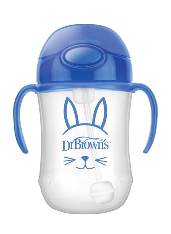 

Dr. Browns Baby's First Straw Baby Feeding Bottle with Handles, 270ml, Blue