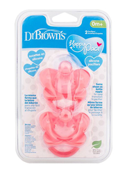 Dr. Browns 2-Piece Silicone Pacifier Set, 0+ Months, Pink