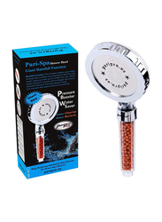 PuriPro 120mm Ionic Extra Large Shower Head with Power Water Saver Pressure Booster, Silver/Clear