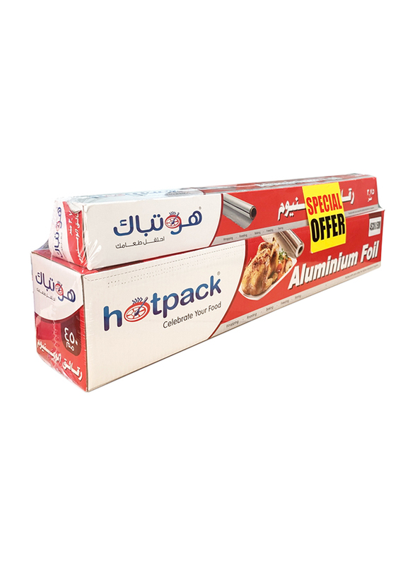Hotpack Aluminium Foil Buy 1 Get 1 Free Offer Pack, 6 Packs, 45cm x 50 Meters + 3.75 Sq.ft
