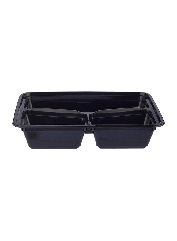 Hotpack 5-Piece Plastic 3 Compartment Base Container with Lids, Black/Clear