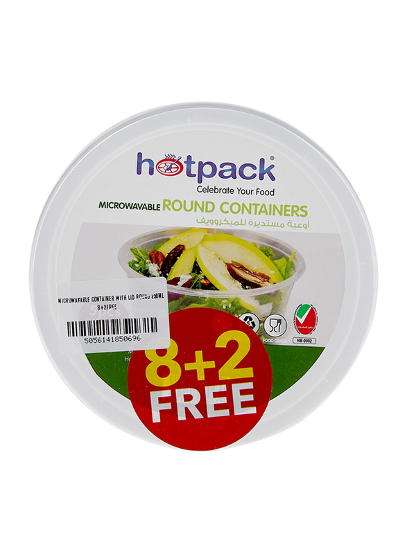 

Hotpack 10-Piece Microwavable Container with Lid Round, 250ml, Clear