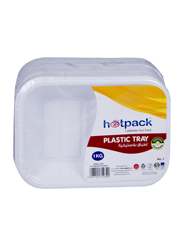 Hotpack No.1 10-Piece Plastic Rectangular Tray Set, PAV1HP, White