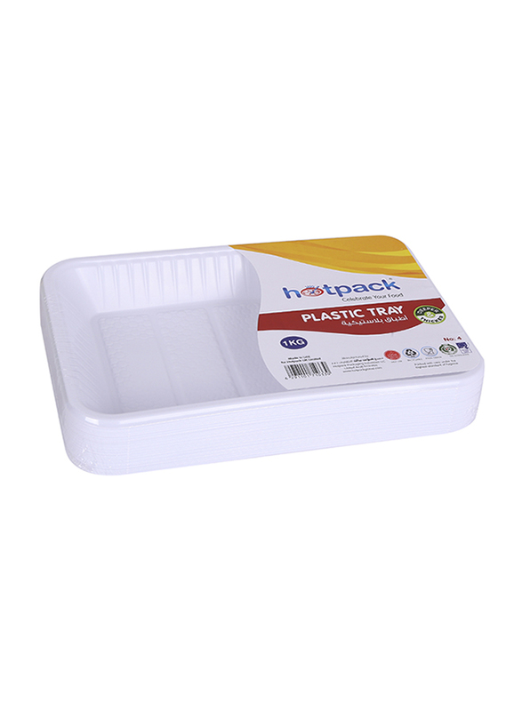 Hotpack No.4 10-Piece Plastic Rectangular Tray Set, PAV4HP, White