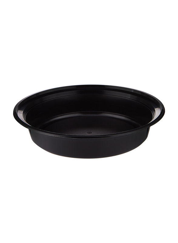 Hotpack 5-Piece Plastic Base Round Container Set with Lids, 48oz, Black