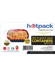 Hotpack 5-Piece Plastic Base Container with Lids, 650ml, Red/Black
