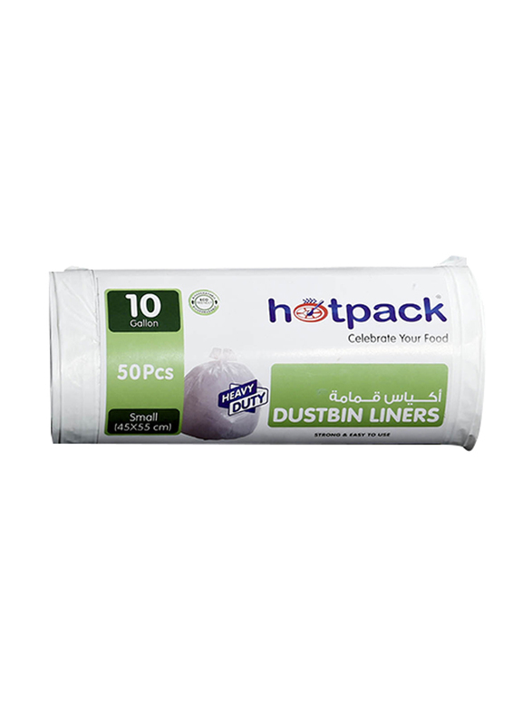 Hotpack Dustbin Liners Roll, 45 x 55cm, 50 Bags x 10 Gallons