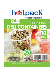 Hotpack 10-Piece Plastic Deli Container Round with Lids, 24oz, Clear