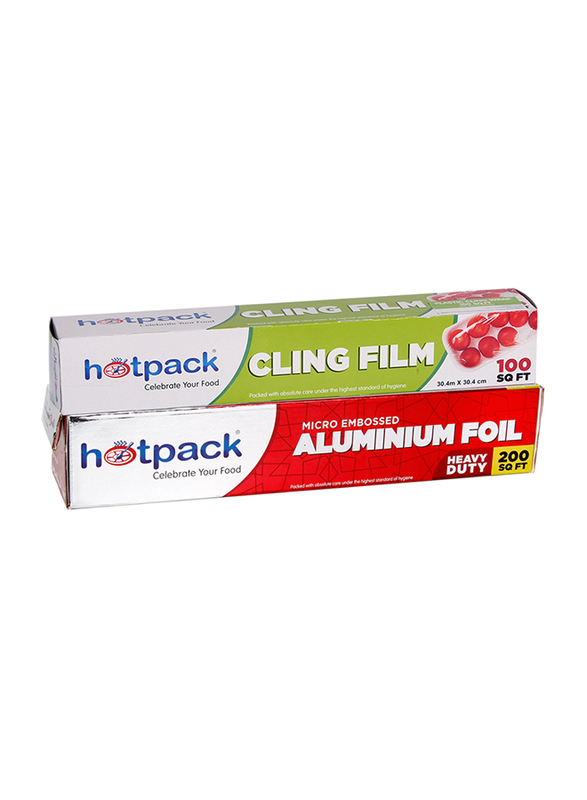 Hotpack Cling Film 100 sq.ft. and Aluminum Foil, 200 sq.ft.