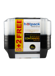 Hotpack 10-Piece Plastic Base Container Set with Lid, 8388, Black