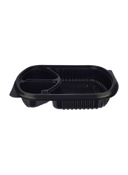 Hotpack 5-Piece Plastic 3 Compartment Base Container with Lids, Black