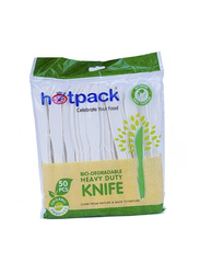 Hotpack 50-Piece Heavy Duty Bio Degradable Knife Set, White