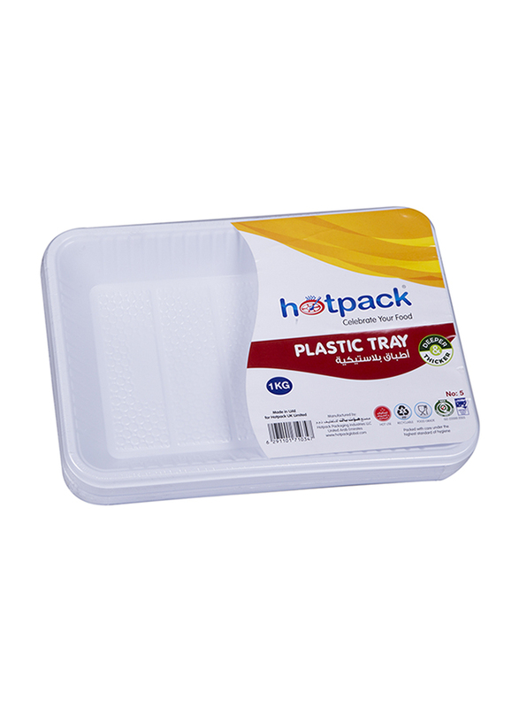 Hotpack No.5 10-Piece Plastic Rectangular Tray Set, PAV5HP, White