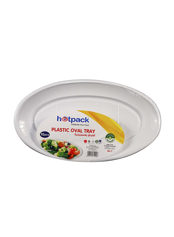 Hotpack No.7 10-Piece Plastic Oval Tray Set, POTP20, White