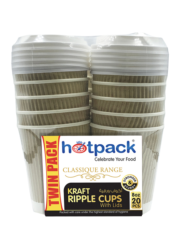 Hotpack 8oz 20-Pieces Twin Pack Kraft Paper Cup, Brown