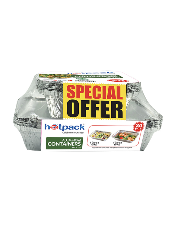 Hotpack 20-Piece Aluminium Storage Container Set, Silver