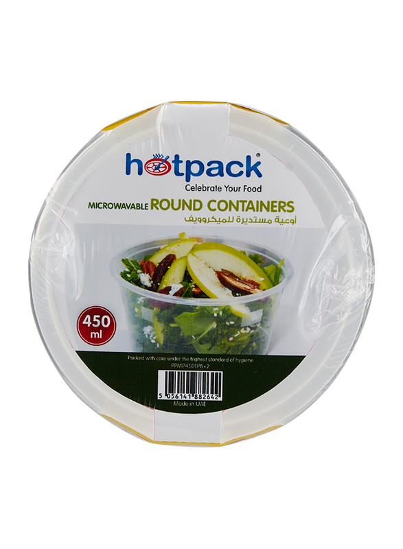 Hotpack 10-Piece Plastic Microwave Rectangle Food Storage Container Set with Lid, 450ml, Clear