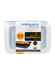 Hotpack 10-Piece Plastic Base Container Set with Lid, 8388, Black