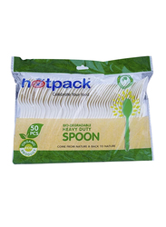 Hotpack 50-Piece Heavy Duty Bio Degradable Spoon Set, White