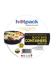 Hotpack 5-Piece Plastic Base Round Container Set with Lids, 16oz, Black