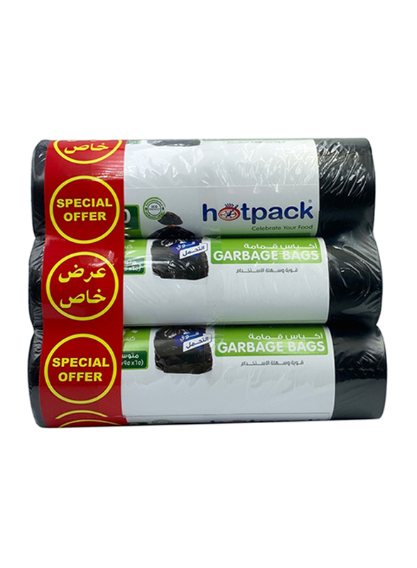 Hotpack Garbage Bag Roll, 65 x 95cm, 3 Rolls x 20 Bags x 30 Gallons