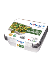 Hotpack 5-Piece Aluminium Rectangle Food Storage Container Set, 73365 3650cc, Silver