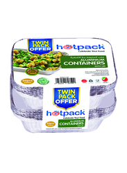 Hotpack 20-Piece Aluminum Rectangle Food Storage Container 420cc Twin Pack, with Lid, OPHSM8342TP, Silver