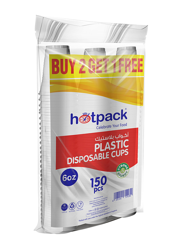 

Hotpack 6oz 150-Pieces Plastic Cups, 3 Pack, White