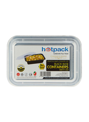 Hotpack 5-Piece Plastic Base Rectangular Container Set, 8oz, Black