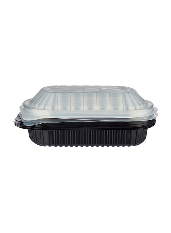 Hotpack 5-Piece Plastic Compartment Base Container with Lids, Black