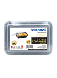 Hotpack 5-Piece Plastic Base Rectangular Container Set, 16oz, Black