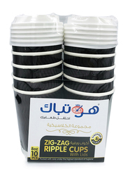 Hotpack 8oz 10-Piece Set Zig Zag Ripple Paper Cup with Lids, Black/White