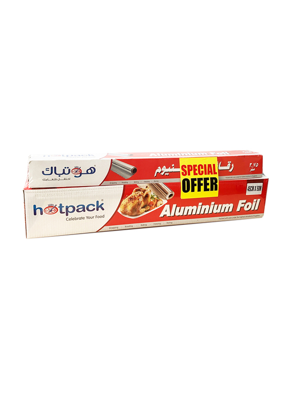 Hotpack Aluminium Foil Buy 1 Get 1 Free Offer Pack, 6 Packs, 45cm x 50 Meters + 3.75 Sq.ft