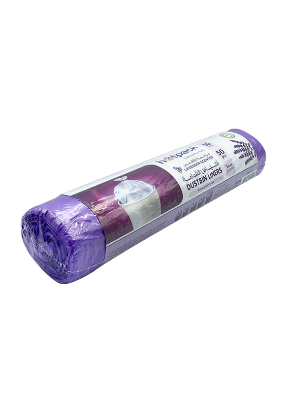 Hotpack Dust Bin Liner Bag Lavender Scented Roll, 45 x 55cm, 50 Bags x 10 Gallons