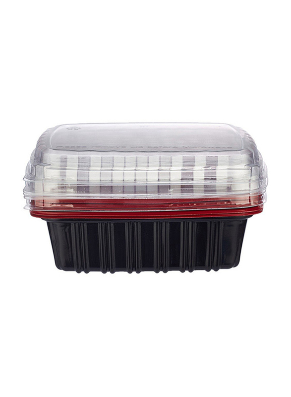 Hotpack 5-Piece Plastic Base Container with Lids, 750ml, Red/Black