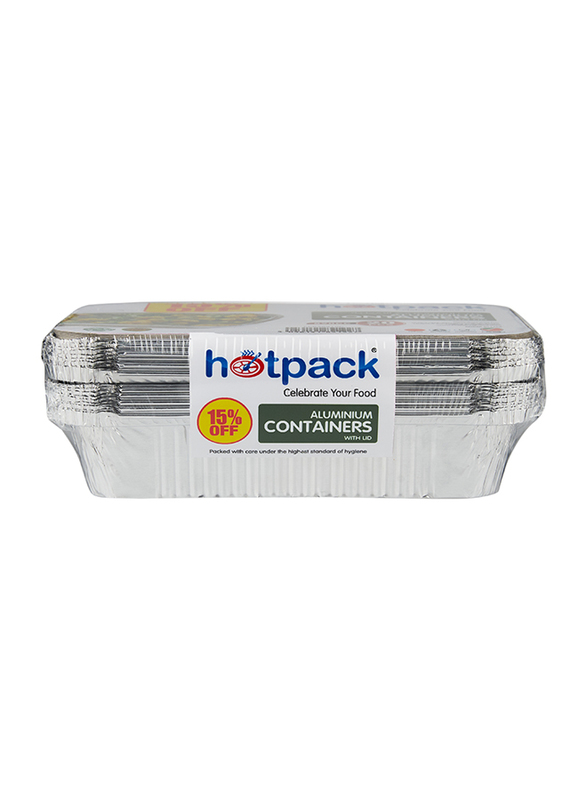 Hotpack 20-Piece Aluminium Storage Container Set with Lid, 890cc, Silver