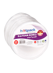 Hotpack 8oz 25-Piece Foam Round Bowl Set, HSMPAFB8, White