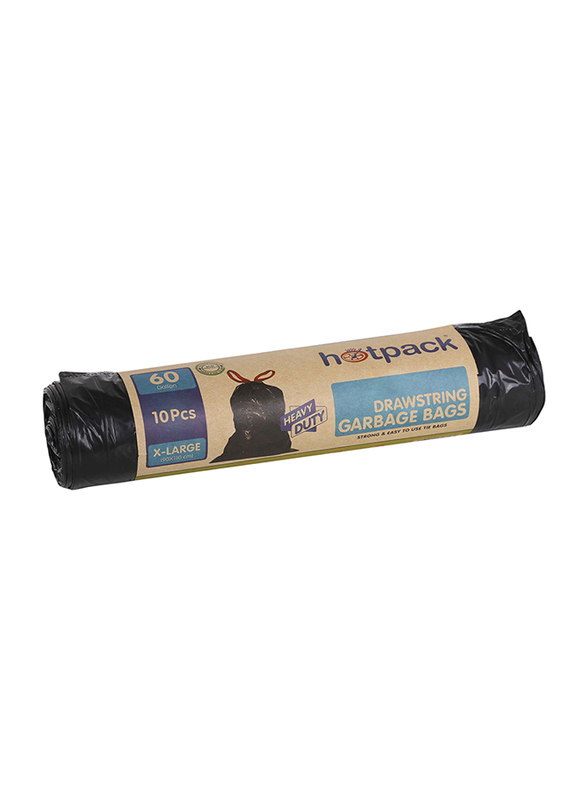 Hotpack Heavy Duty Garbage Bag Roll, 90 x 110cm, 10 Bags x 60 Gallons