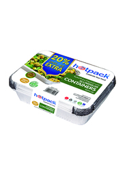 Hotpack 10-Piece 20% Extra Aluminum Rectangle Food Storage Container 1850cc, with Lid, OPPA83185, Silver