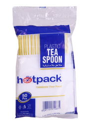 Hotpack 50-Piece Plastic Tea Spoon, TSP50HP, White