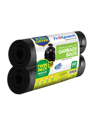Hotpack Roll Garbage Bag Twin Pack, Medium, 60 Bags x 30 Gallons