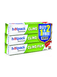 Hotpack Cling Film Food Wrap, 3 Pieces, 30cm x 31m, 100 sq.ft.