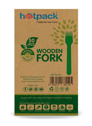 Hotpack 50-Piece Wooden Fork Set, Brown