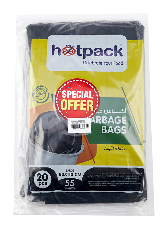 

Hotpack Garbage Bag, 55 Gallon, 80 x 110cm, 20 Pieces x 3 Packet